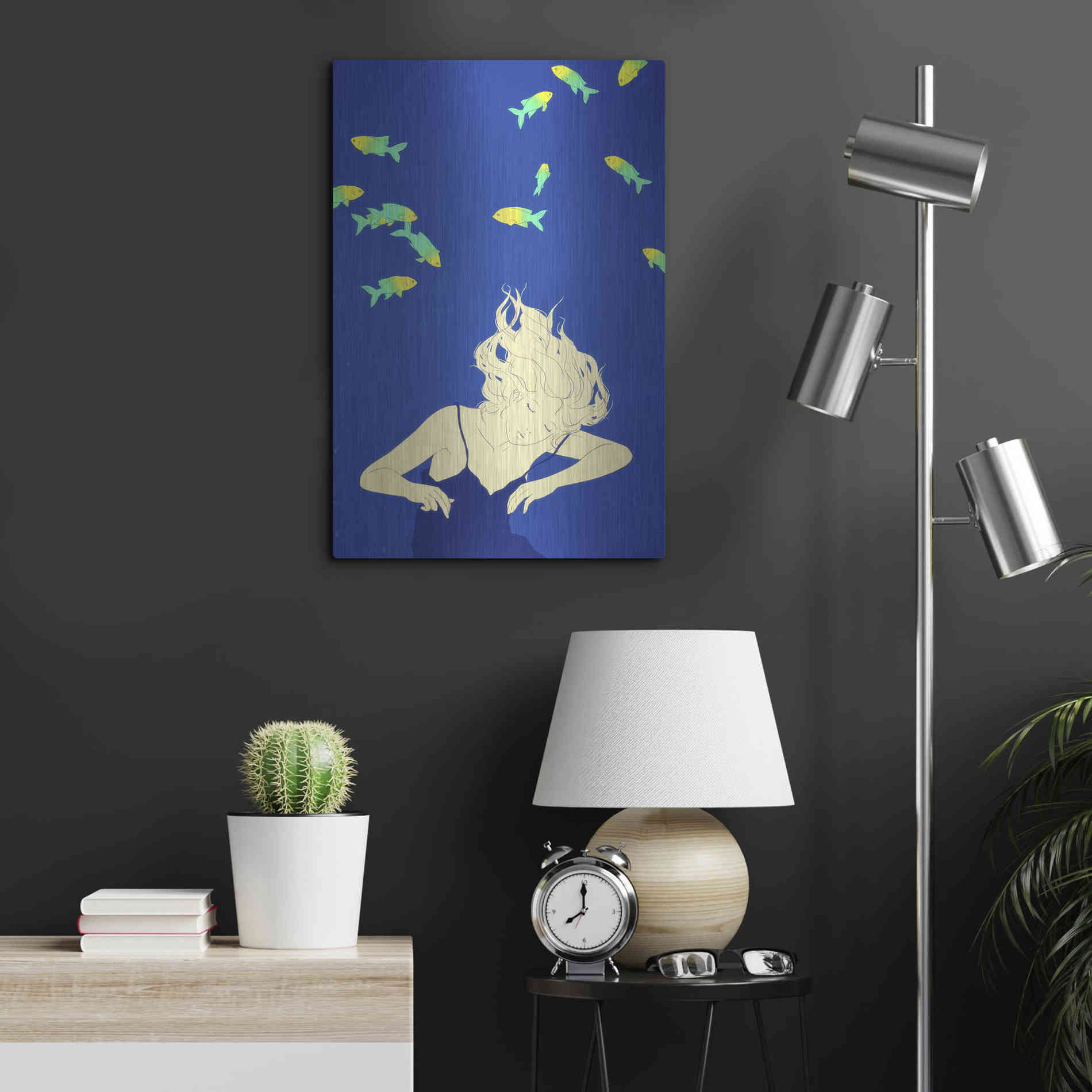 Luxe Metal Art 'Deep Blue' by Sai Tamiya, Metal Wall Art,16x24