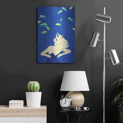 Luxe Metal Art 'Deep Blue' by Sai Tamiya, Metal Wall Art,16x24