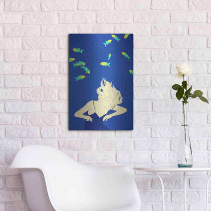 Luxe Metal Art 'Deep Blue' by Sai Tamiya, Metal Wall Art,16x24