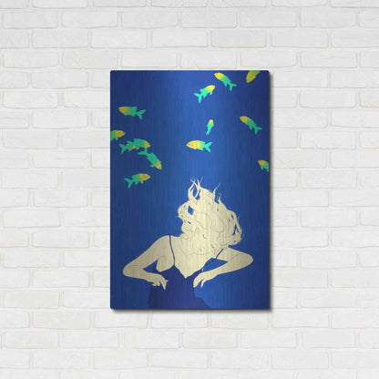 Luxe Metal Art 'Deep Blue' by Sai Tamiya, Metal Wall Art,24x36