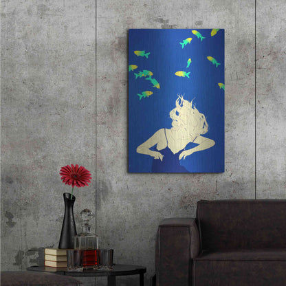Luxe Metal Art 'Deep Blue' by Sai Tamiya, Metal Wall Art,24x36