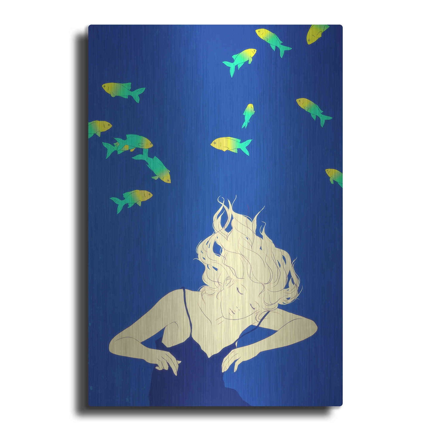 Luxe Metal Art 'Deep Blue' by Sai Tamiya, Metal Wall Art