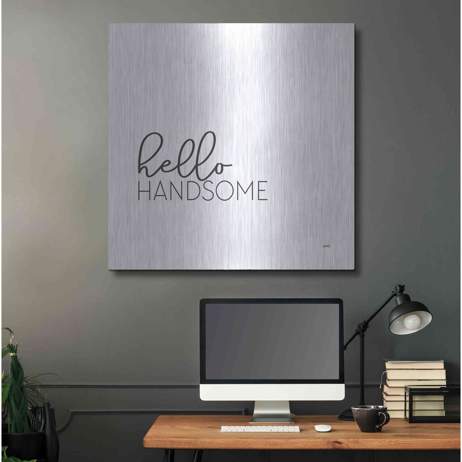 Luxe Metal Art 'Hello Handsome' by Misty Michelle, Metal Wall Art,36x36