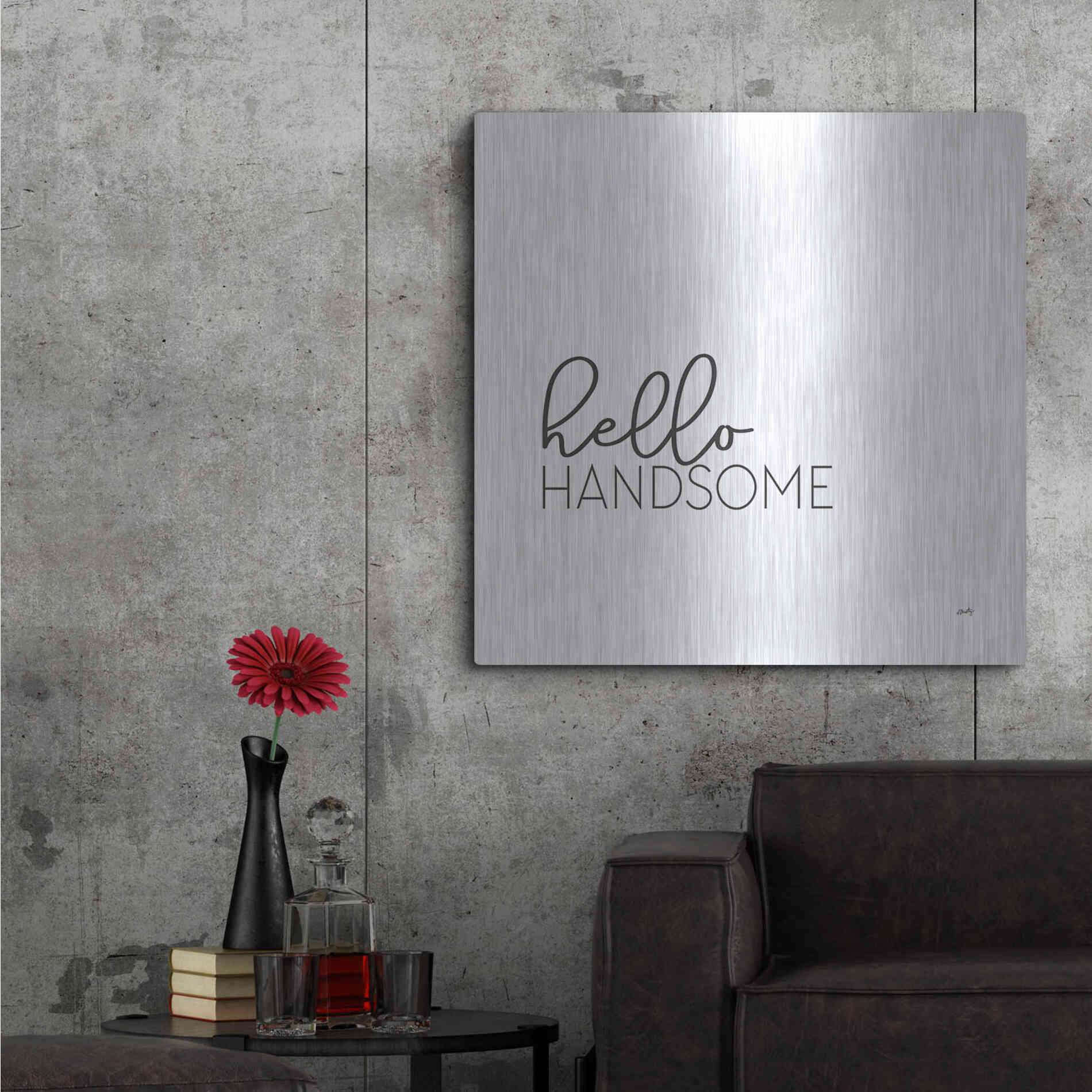 Luxe Metal Art 'Hello Handsome' by Misty Michelle, Metal Wall Art,36x36