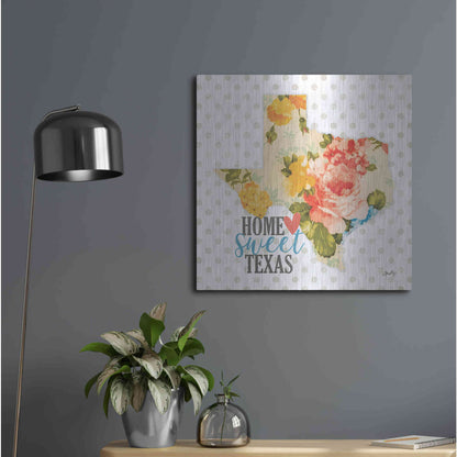 Luxe Metal Art 'Home Sweet Texas Floral' by Misty Michelle, Metal Wall Art,24x24