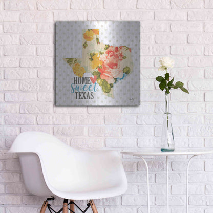 Luxe Metal Art 'Home Sweet Texas Floral' by Misty Michelle, Metal Wall Art,24x24