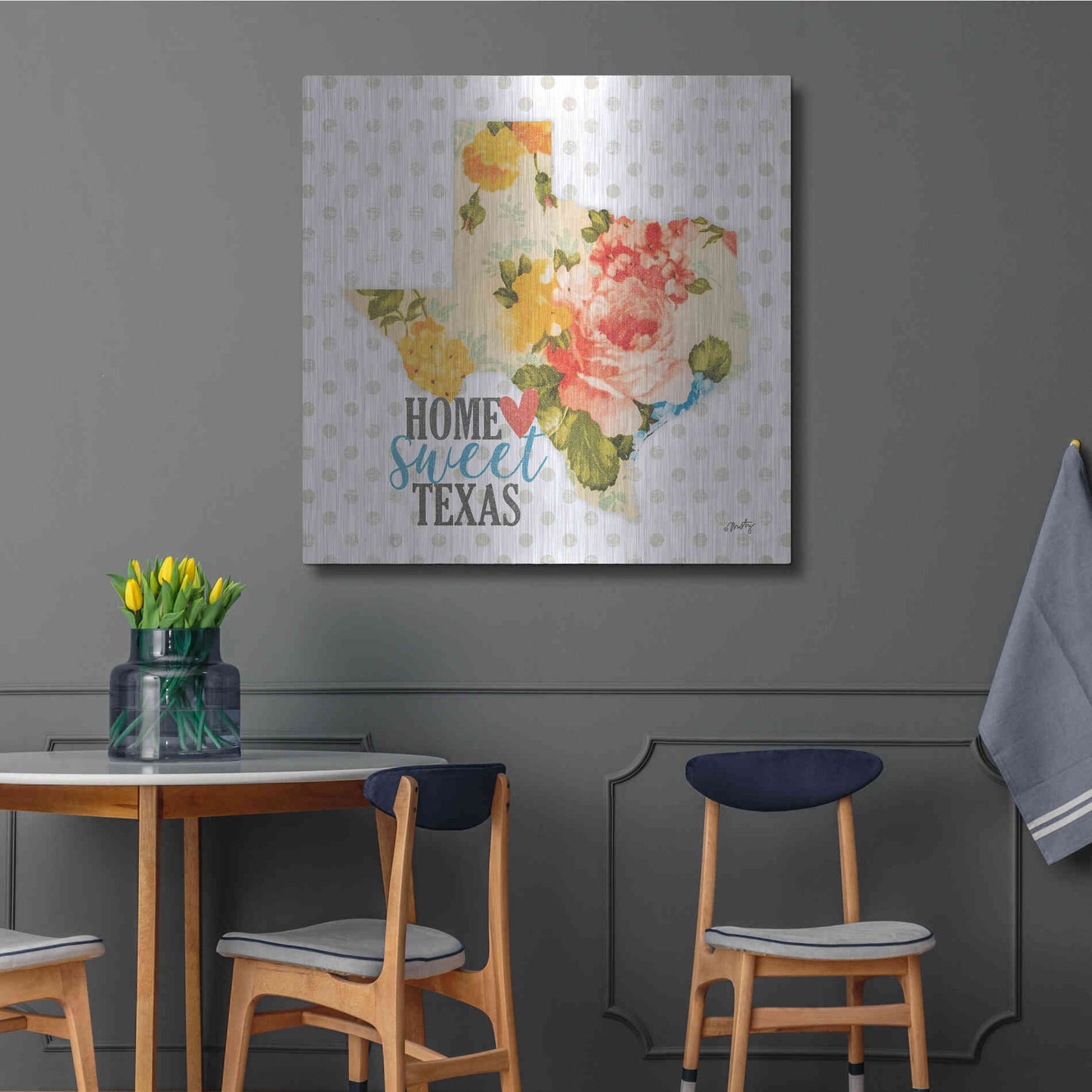 Luxe Metal Art 'Home Sweet Texas Floral' by Misty Michelle, Metal Wall Art,36x36