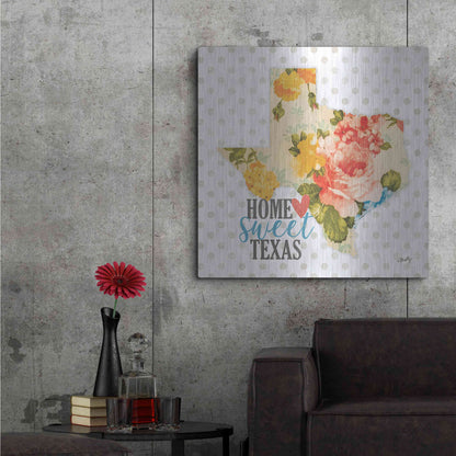 Luxe Metal Art 'Home Sweet Texas Floral' by Misty Michelle, Metal Wall Art,36x36