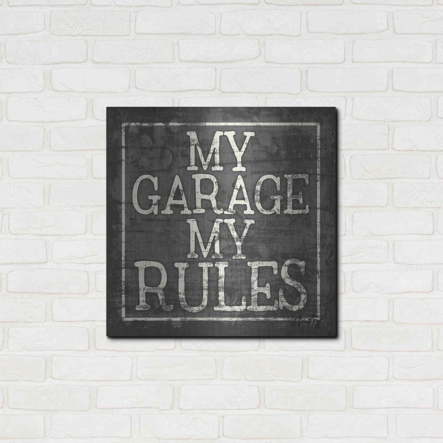 Luxe Metal Art 'My Garage, My Rules' by Misty Michelle, Metal Wall Art,24x24