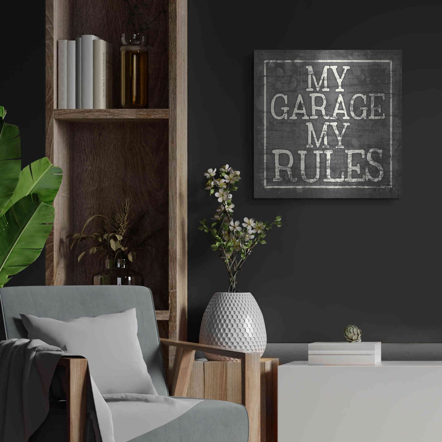 Luxe Metal Art 'My Garage, My Rules' by Misty Michelle, Metal Wall Art,24x24