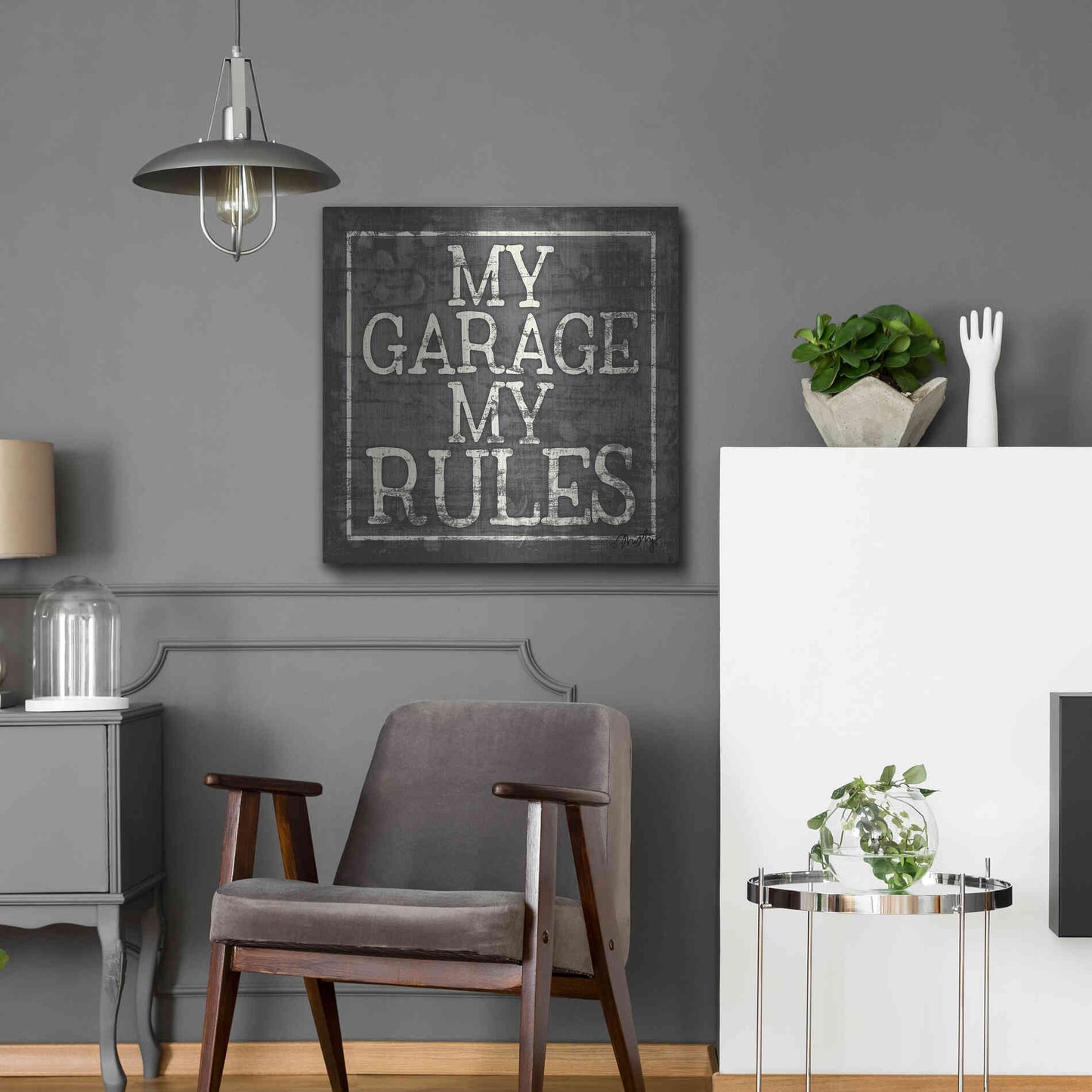 Luxe Metal Art 'My Garage, My Rules' by Misty Michelle, Metal Wall Art,24x24