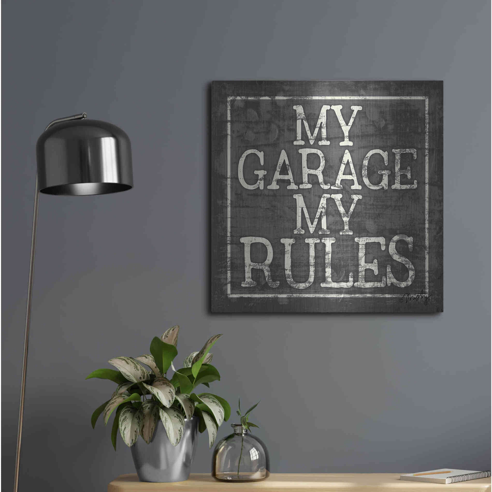 Luxe Metal Art 'My Garage, My Rules' by Misty Michelle, Metal Wall Art,24x24