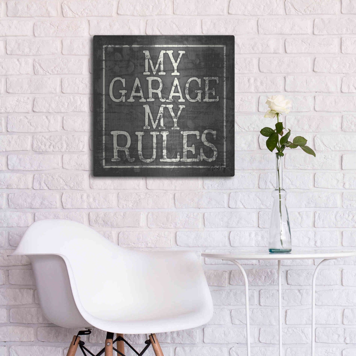 Luxe Metal Art 'My Garage, My Rules' by Misty Michelle, Metal Wall Art,24x24