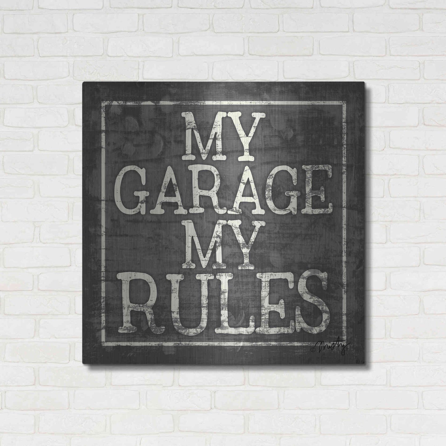 Luxe Metal Art 'My Garage, My Rules' by Misty Michelle, Metal Wall Art,36x36