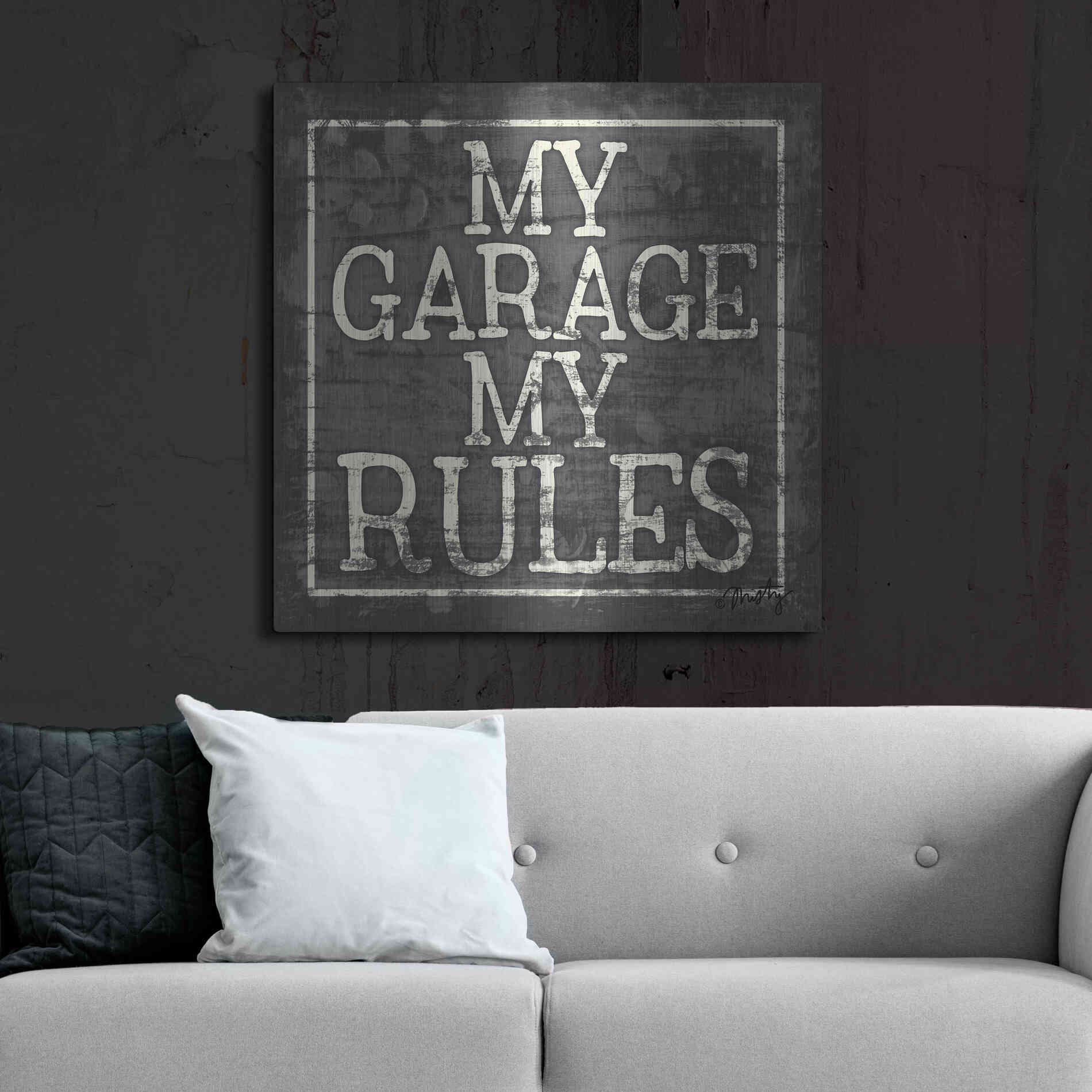 Luxe Metal Art 'My Garage, My Rules' by Misty Michelle, Metal Wall Art,36x36