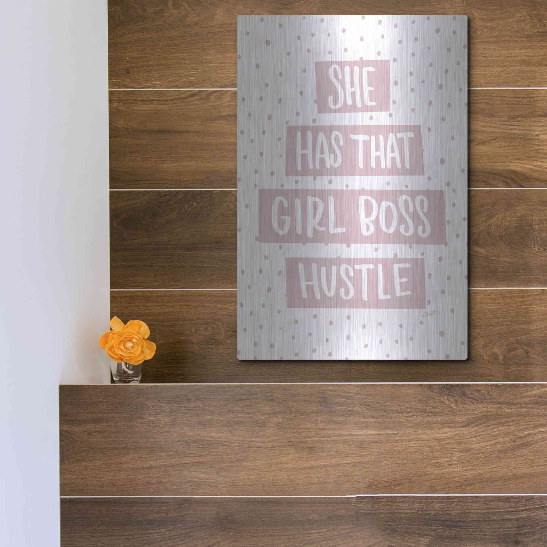 Luxe Metal Art 'She Has that Girl Boss Hustle' by Misty Michelle, Metal Wall Art,12x16