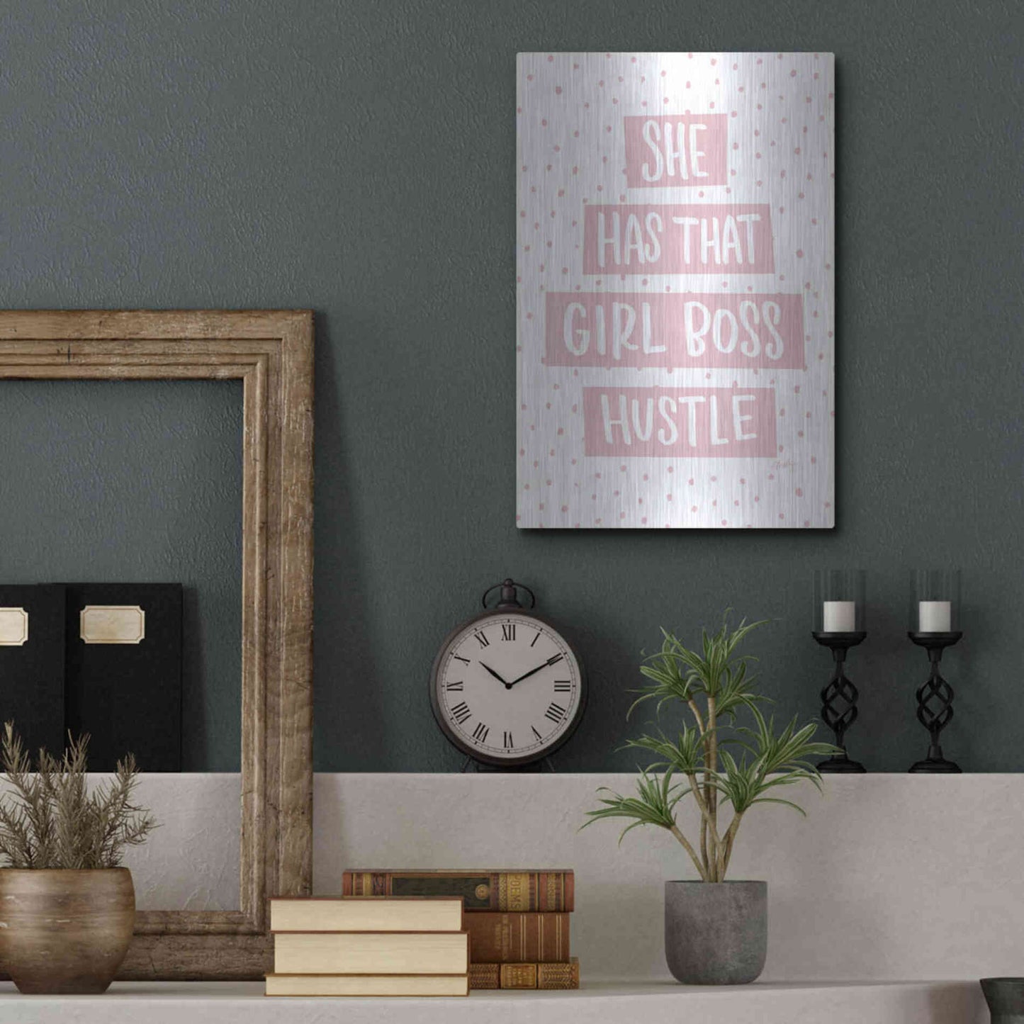 Luxe Metal Art 'She Has that Girl Boss Hustle' by Misty Michelle, Metal Wall Art,12x16