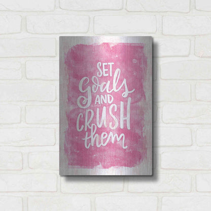 Luxe Metal Art 'Set Goals and Crush Them' by Misty Michelle, Metal Wall Art,12x16