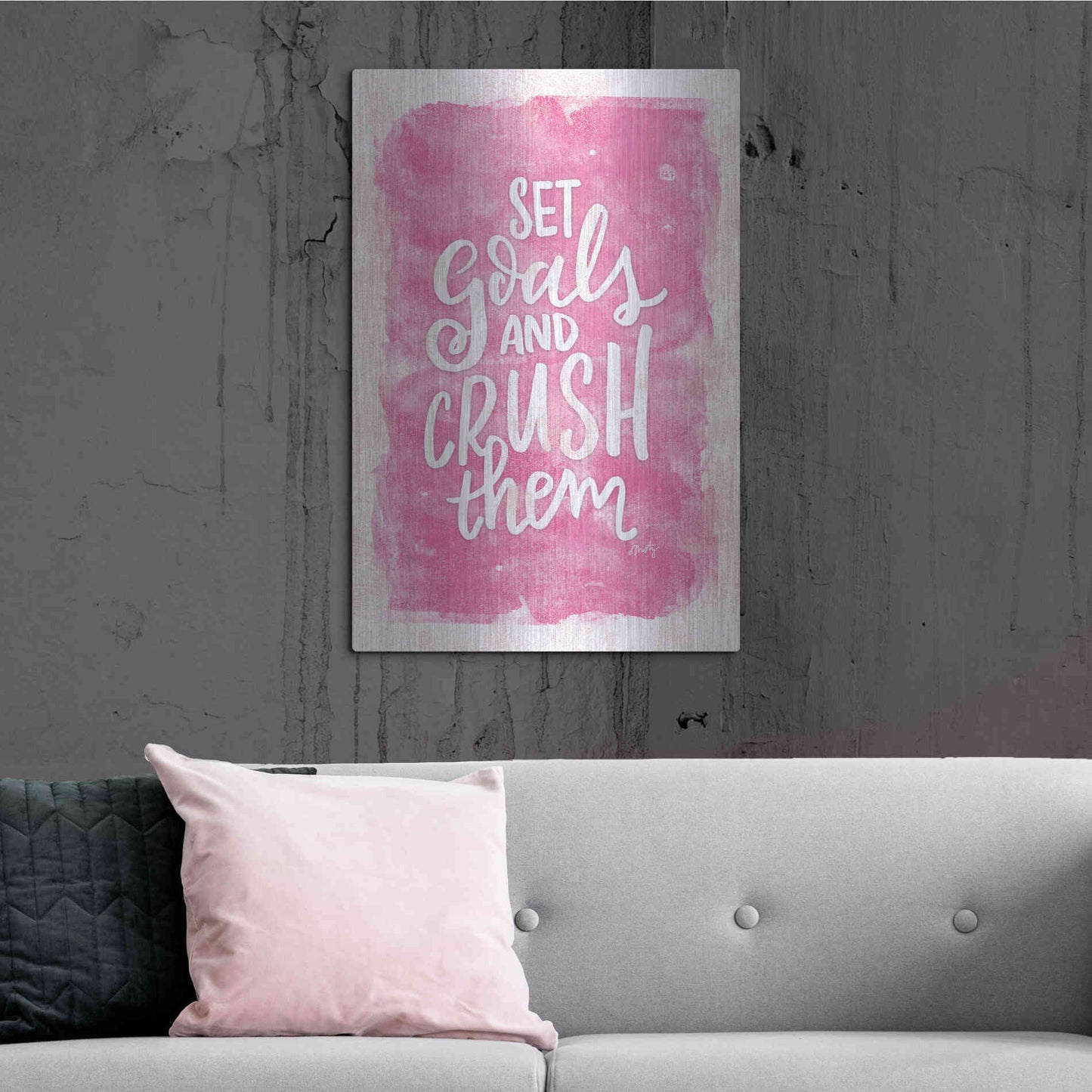 Luxe Metal Art 'Set Goals and Crush Them' by Misty Michelle, Metal Wall Art,24x36