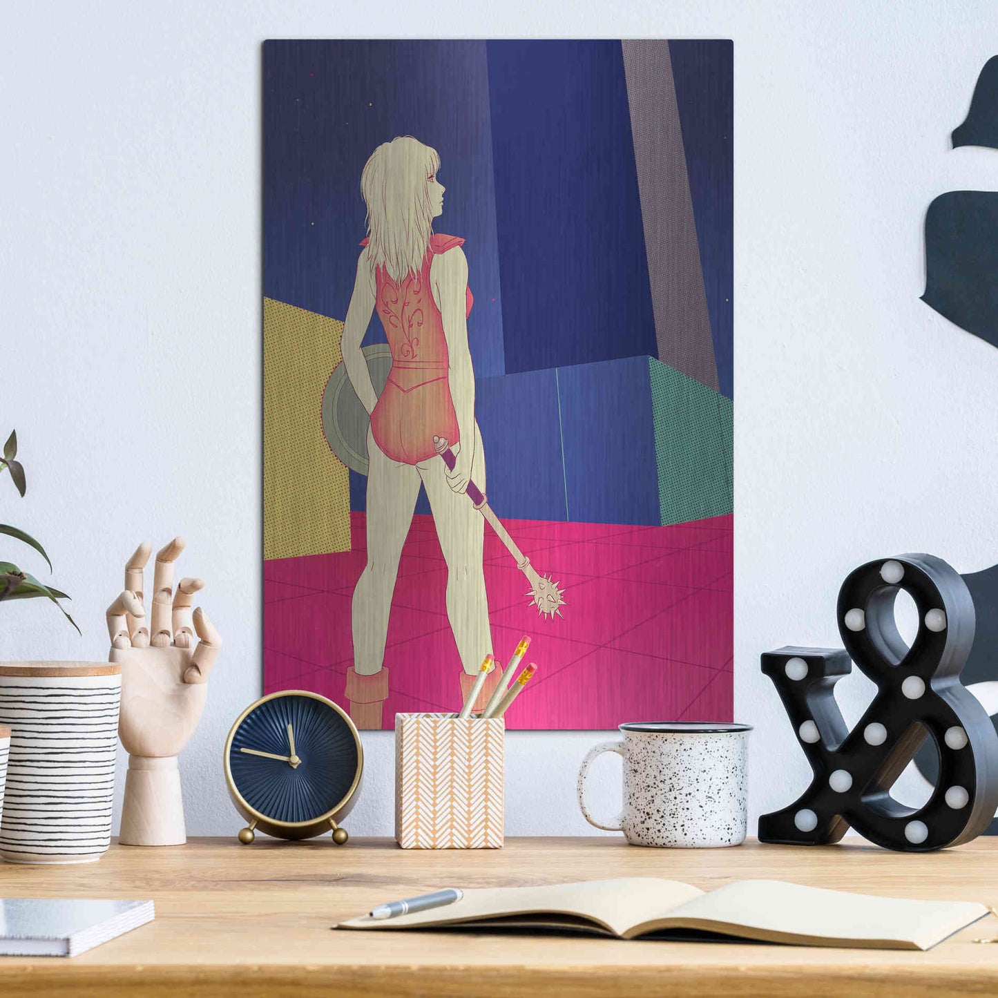 Luxe Metal Art 'Digital Labyrinth' by Sai Tamiya, Metal Wall Art,12x16