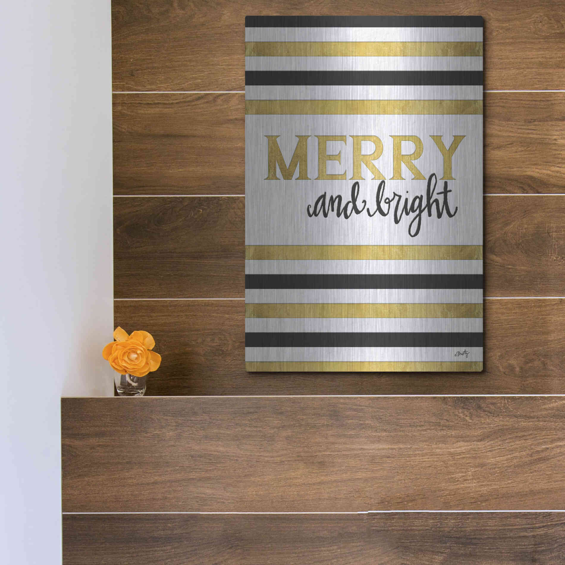 Luxe Metal Art 'Merry and Bright' by Misty Michelle, Metal Wall Art,12x16