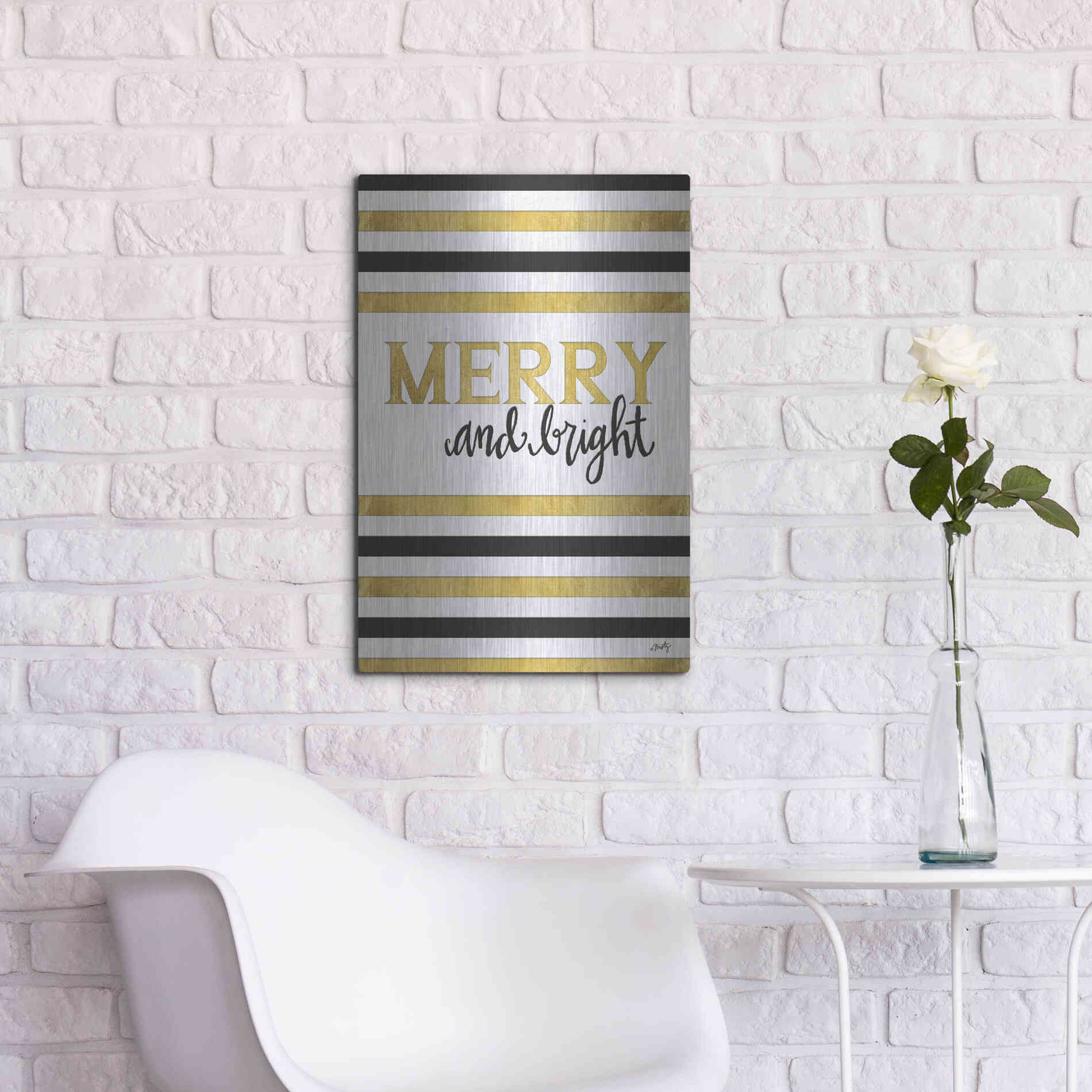 Luxe Metal Art 'Merry and Bright' by Misty Michelle, Metal Wall Art,16x24