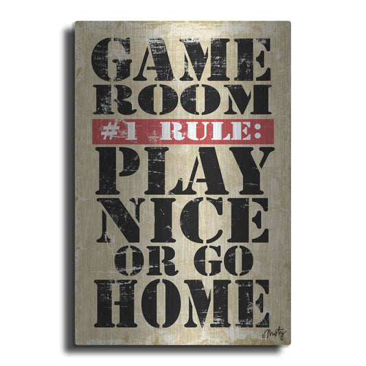 Luxe Metal Art 'Game Room #1 Rule' by Misty Michelle, Metal Wall Art