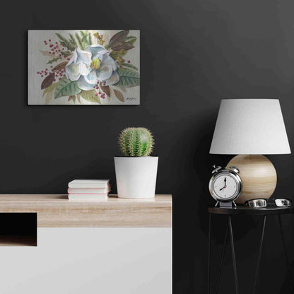 Luxe Metal Art 'Christmas Magnolia' by Kelley Talent, Metal Wall Art,24x16
