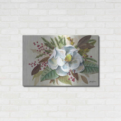 Luxe Metal Art 'Christmas Magnolia' by Kelley Talent, Metal Wall Art,36x24
