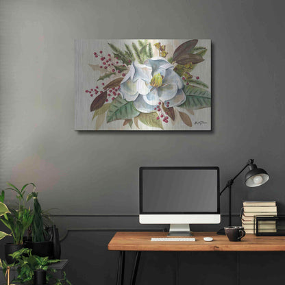 Luxe Metal Art 'Christmas Magnolia' by Kelley Talent, Metal Wall Art,36x24