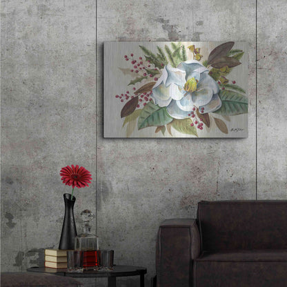 Luxe Metal Art 'Christmas Magnolia' by Kelley Talent, Metal Wall Art,36x24