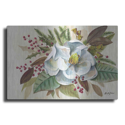 Luxe Metal Art 'Christmas Magnolia' by Kelley Talent, Metal Wall Art