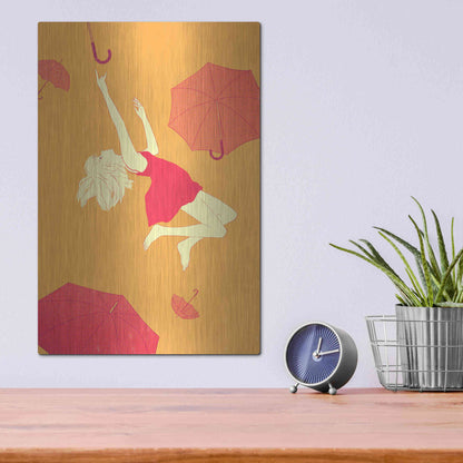 Luxe Metal Art 'Flying Umbrellas' by Sai Tamiya, Metal Wall Art,12x16