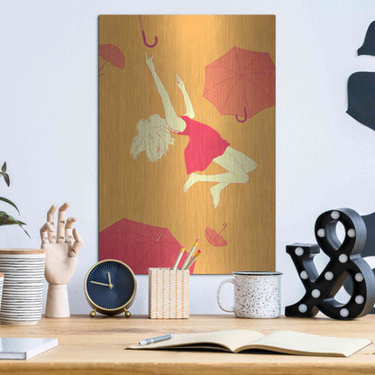 Luxe Metal Art 'Flying Umbrellas' by Sai Tamiya, Metal Wall Art,12x16