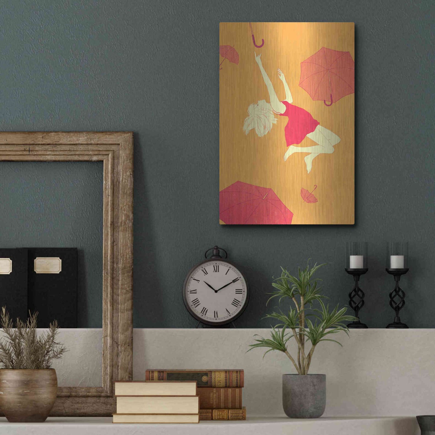Luxe Metal Art 'Flying Umbrellas' by Sai Tamiya, Metal Wall Art,12x16