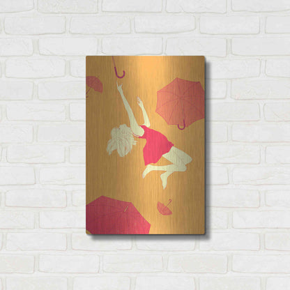 Luxe Metal Art 'Flying Umbrellas' by Sai Tamiya, Metal Wall Art,16x24