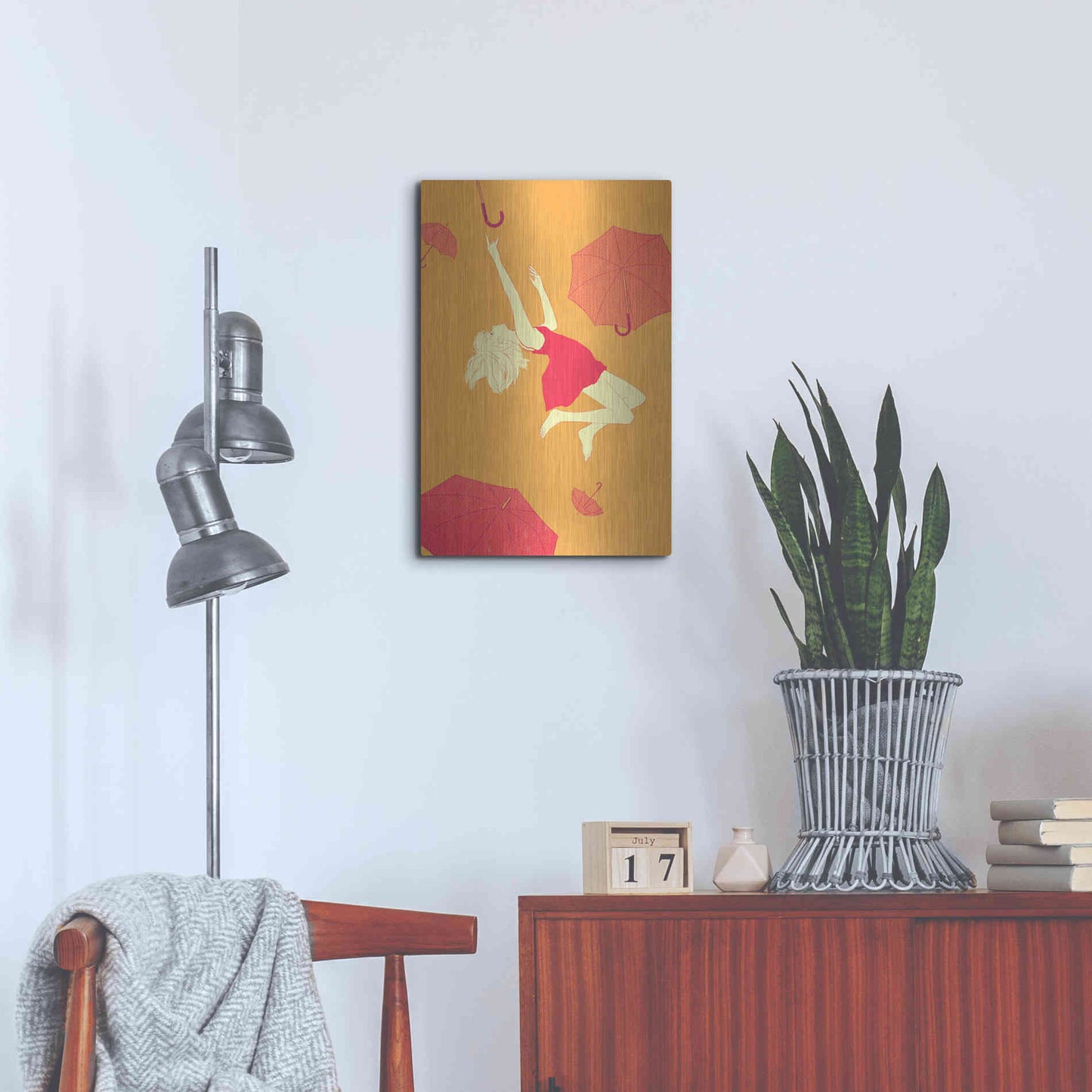 Luxe Metal Art 'Flying Umbrellas' by Sai Tamiya, Metal Wall Art,16x24
