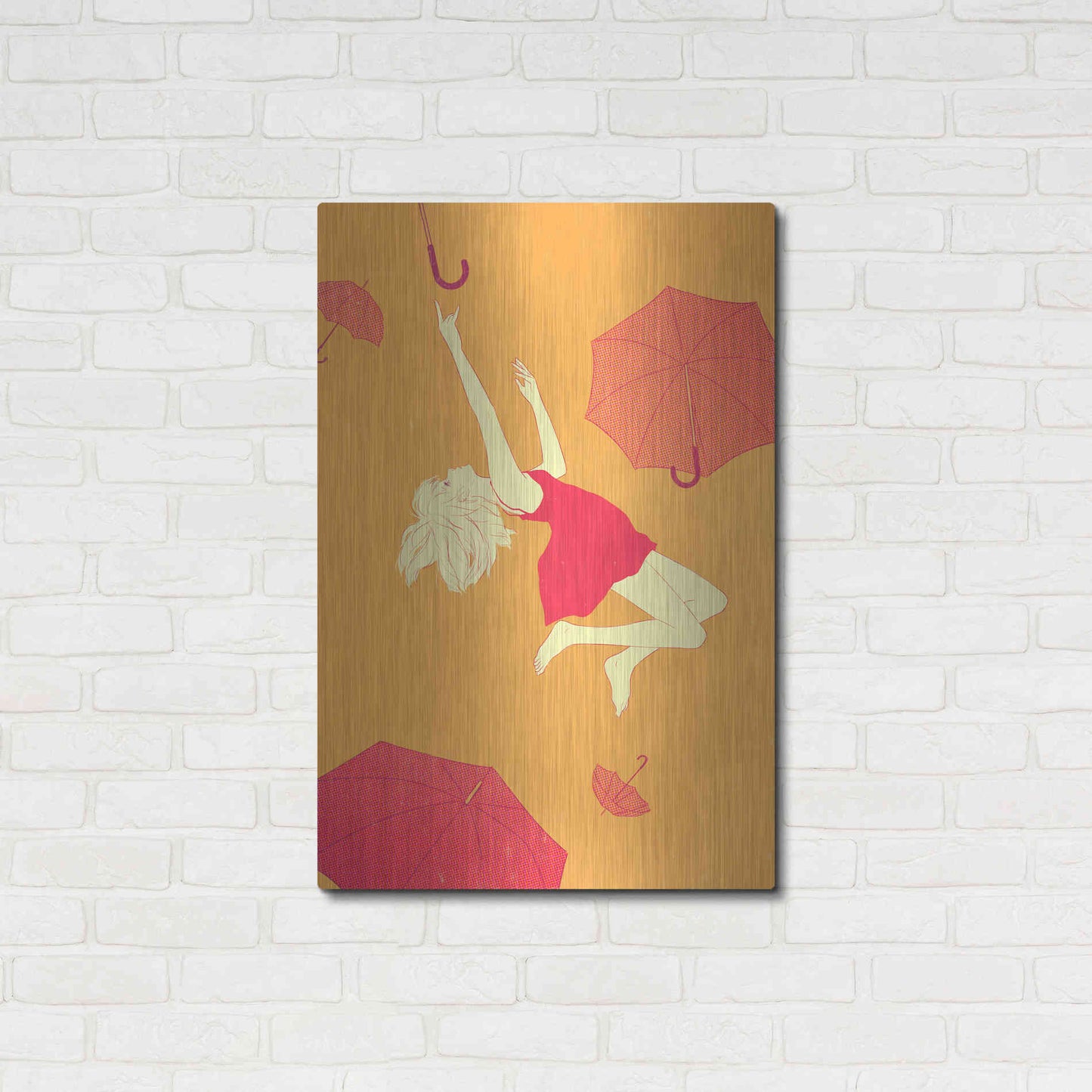 Luxe Metal Art 'Flying Umbrellas' by Sai Tamiya, Metal Wall Art,24x36