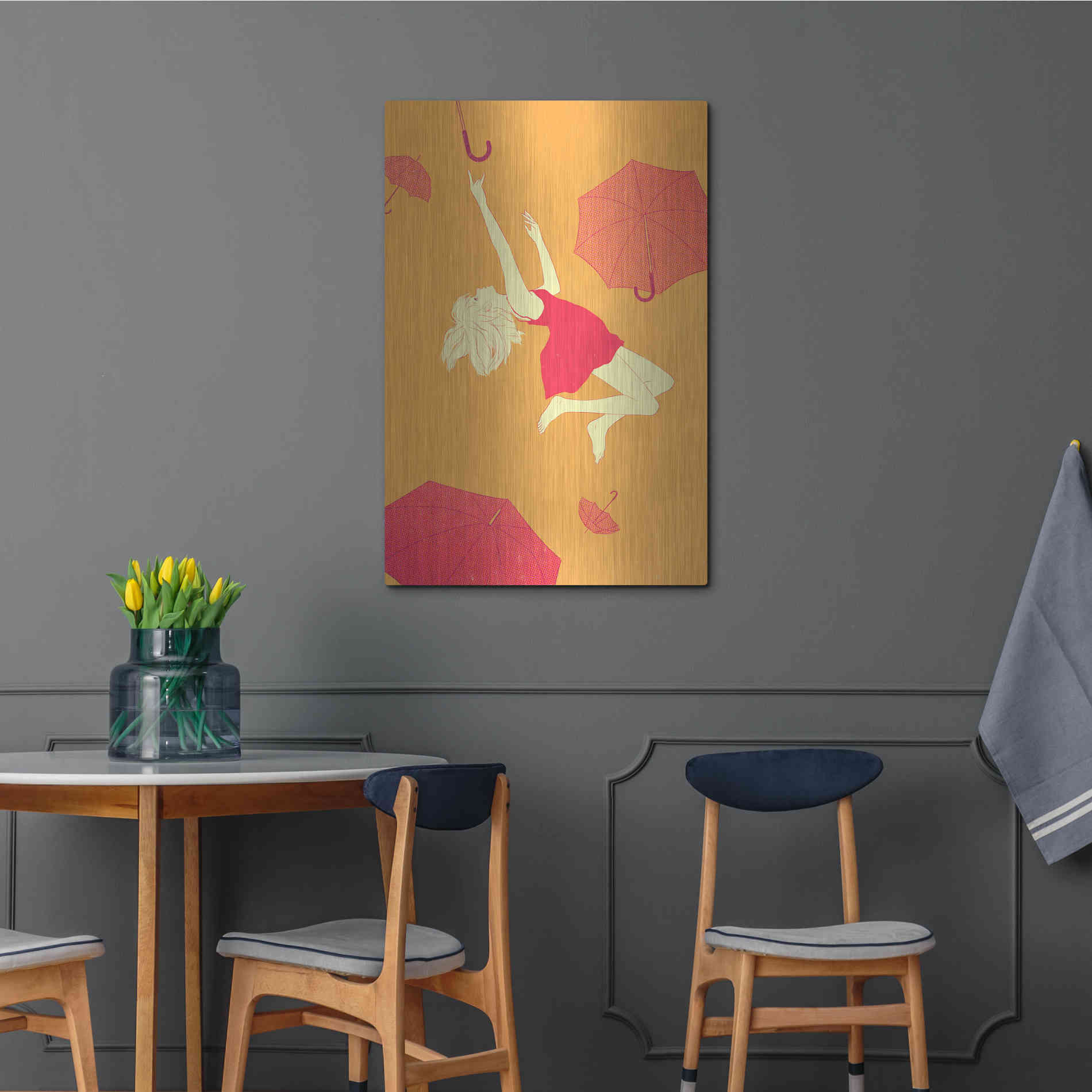 Luxe Metal Art 'Flying Umbrellas' by Sai Tamiya, Metal Wall Art,24x36