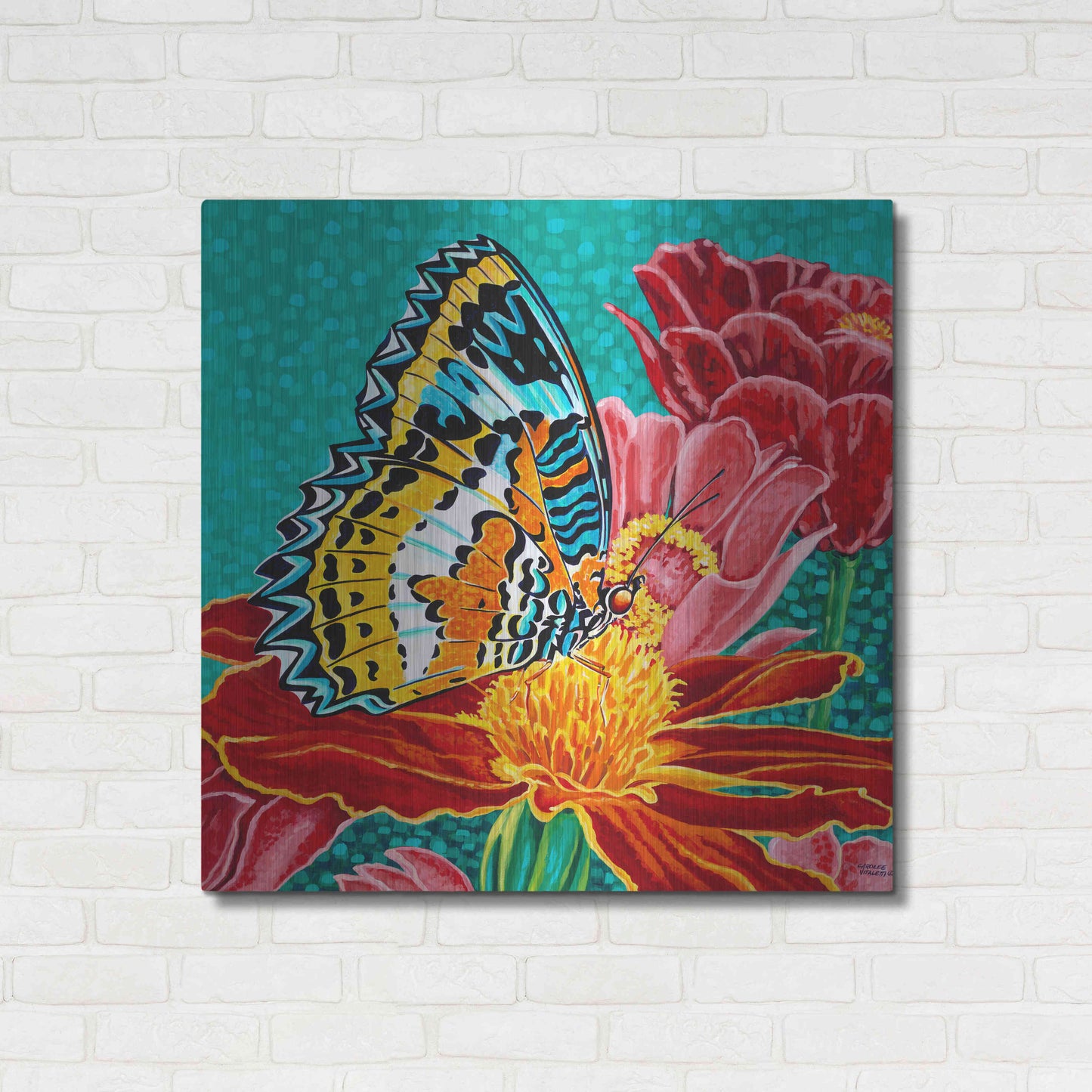 Luxe Metal Art 'Poised Butterfly I' by Carolee Vitaletti, Metal Wall Art,36x36