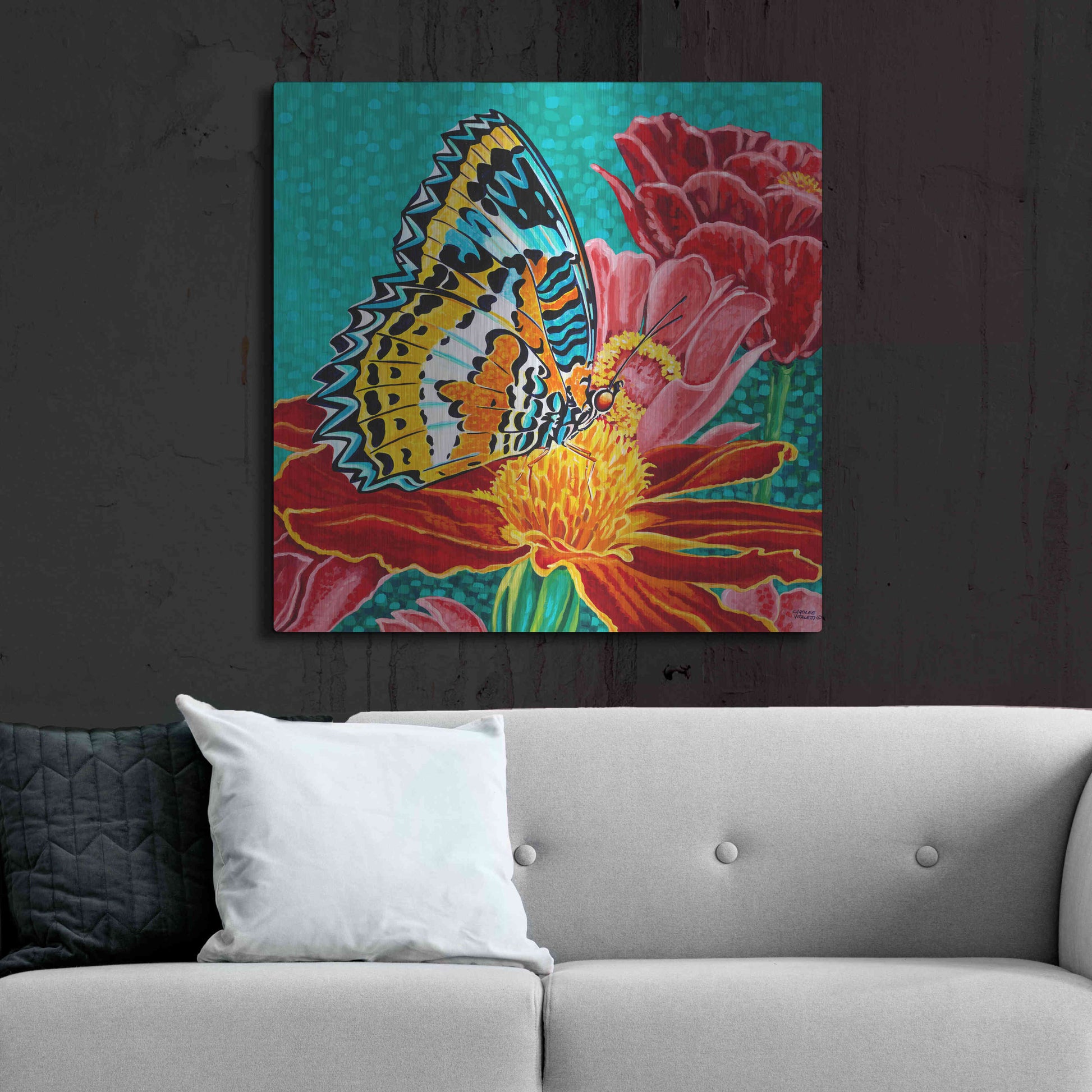 Luxe Metal Art 'Poised Butterfly I' by Carolee Vitaletti, Metal Wall Art,36x36