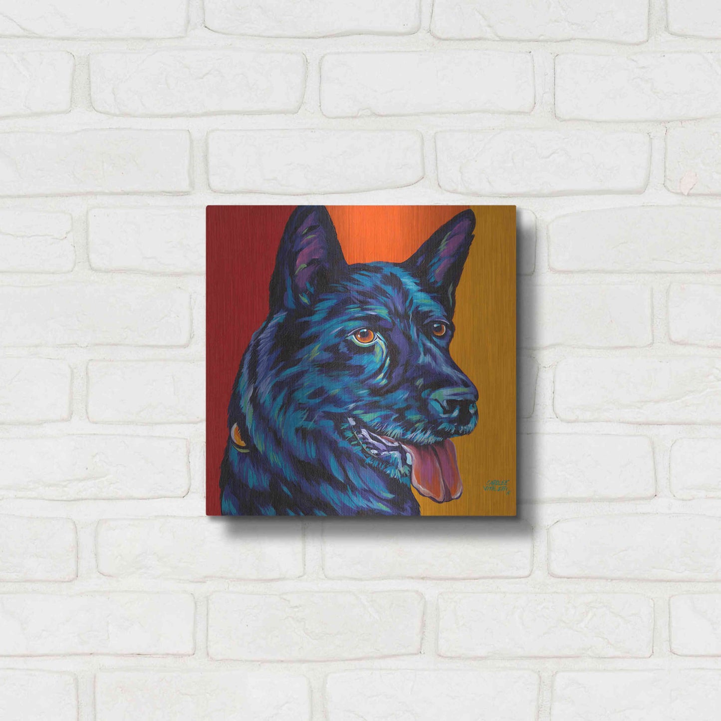 Luxe Metal Art 'Dogs in Color I' by Carolee Vitaletti, Metal Wall Art,12x12