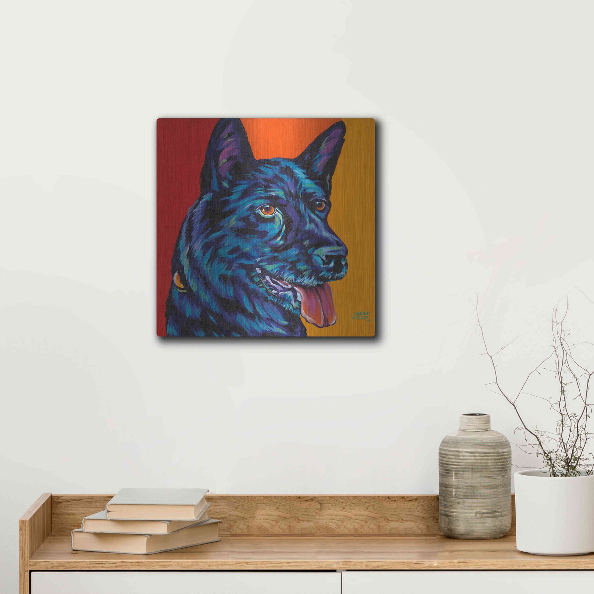 Luxe Metal Art 'Dogs in Color I' by Carolee Vitaletti, Metal Wall Art,12x12