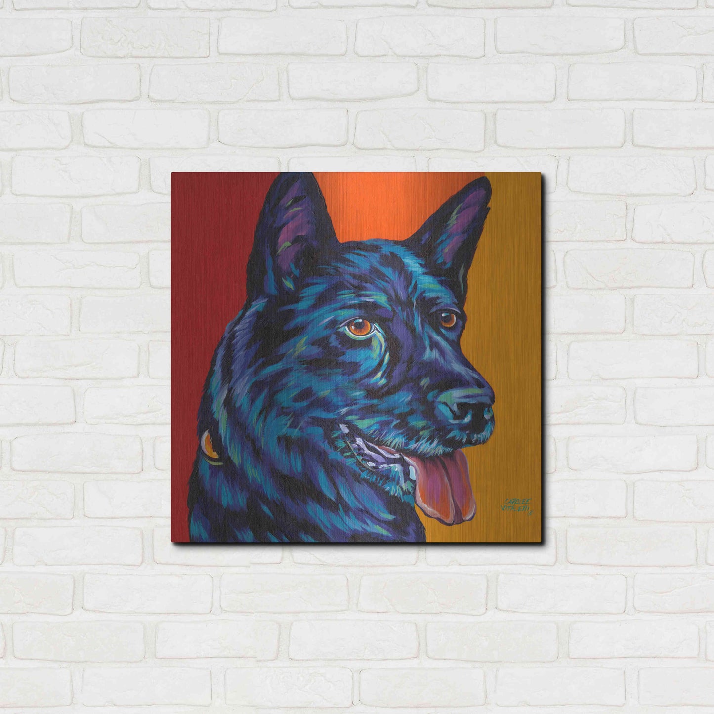 Luxe Metal Art 'Dogs in Color I' by Carolee Vitaletti, Metal Wall Art,24x24