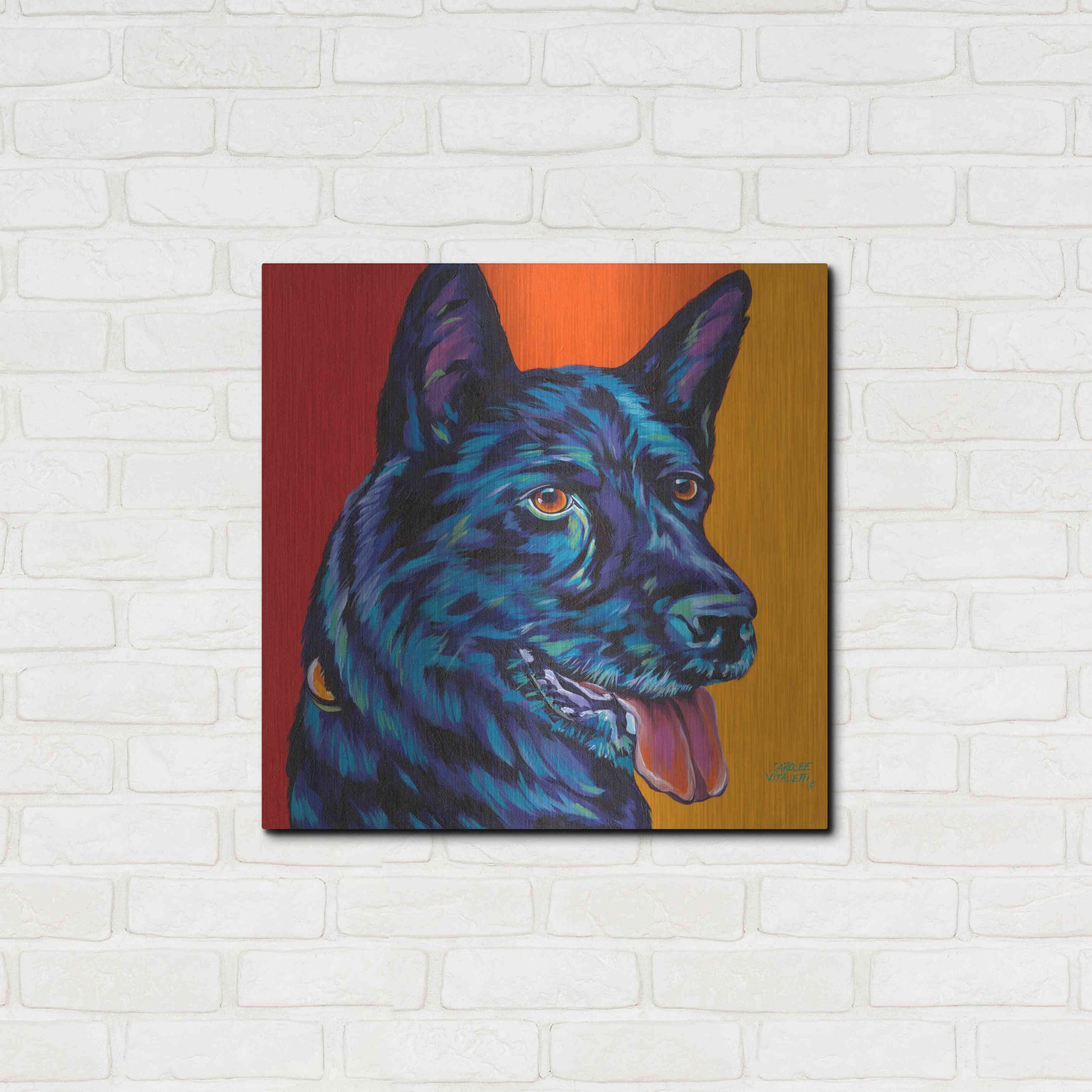 Luxe Metal Art 'Dogs in Color I' by Carolee Vitaletti, Metal Wall Art,24x24
