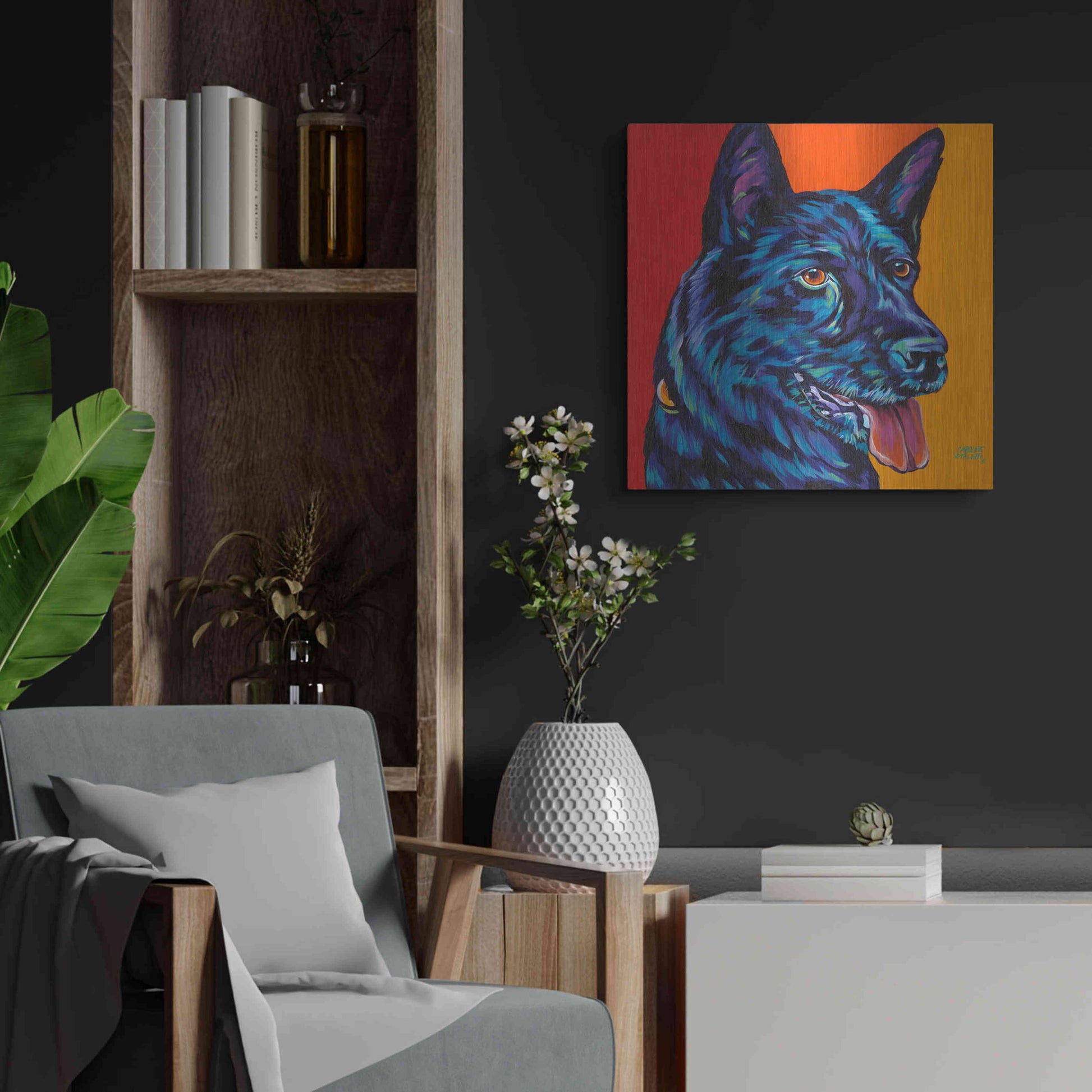 Luxe Metal Art 'Dogs in Color I' by Carolee Vitaletti, Metal Wall Art,24x24