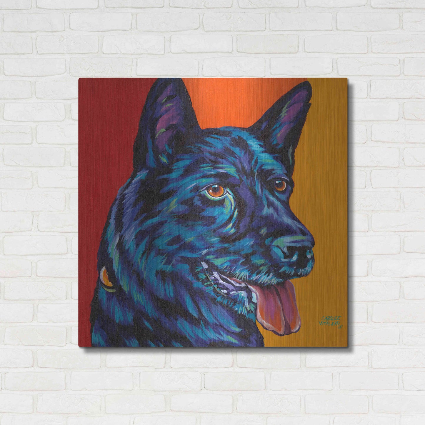 Luxe Metal Art 'Dogs in Color I' by Carolee Vitaletti, Metal Wall Art,36x36