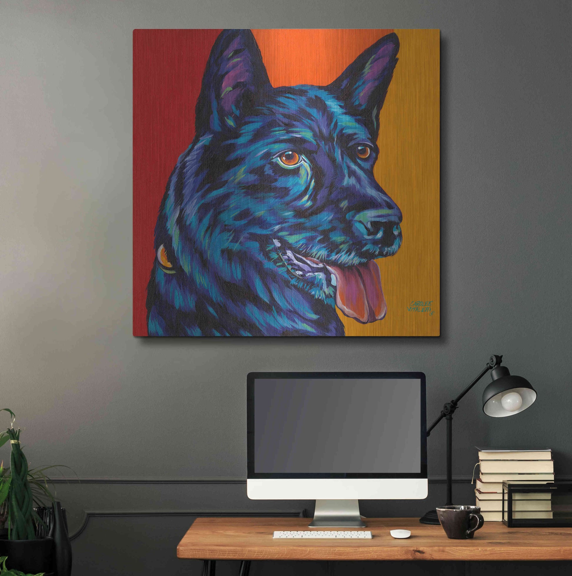 Luxe Metal Art 'Dogs in Color I' by Carolee Vitaletti, Metal Wall Art,36x36