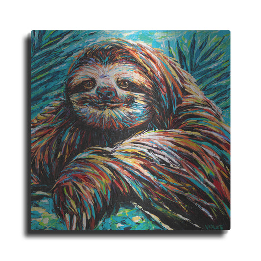 Luxe Metal Art 'Painted Sloth I' by Carolee Vitaletti, Metal Wall Art