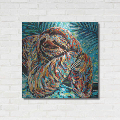 Luxe Metal Art 'Painted Sloth II' by Carolee Vitaletti, Metal Wall Art,36x36